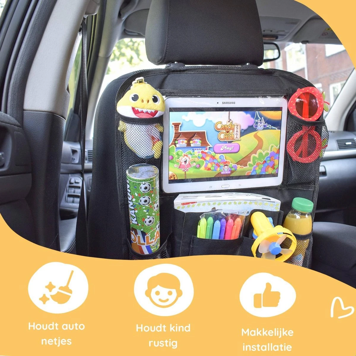 Merkloos Autostoel Organizer Met Tablet Houder - Universele Autostoel Beschermer - Autostoel Hoes Voor Kinderen 7 Merkloos Autostoel Organizer Met Tablet Houder - Universele Autostoel Beschermer - Autostoel Hoes Voor Kinderen - Afbeelding 5