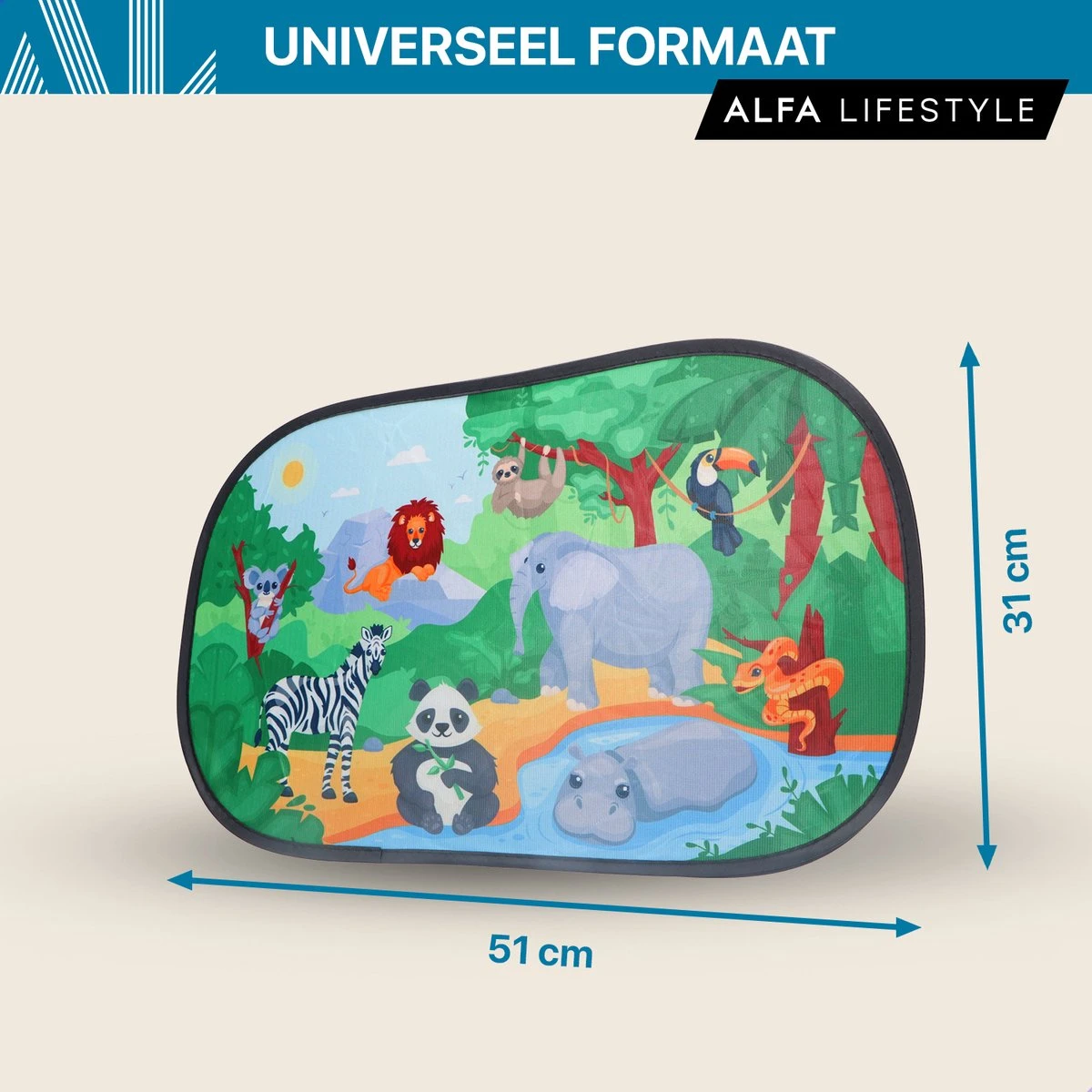 ALFA LIFESTYLE® Statische Zonneschermen – SHADE PRO V4- Jungle – Zonnescherm Auto Baby – UV Protectie Bescherming - 2 Stuks 11 ALFA LIFESTYLE® Statische Zonneschermen – SHADE PRO V4- Jungle – Zonnescherm Auto Baby – UV Protectie Bescherming - 2 Stuks - Afbeelding 9