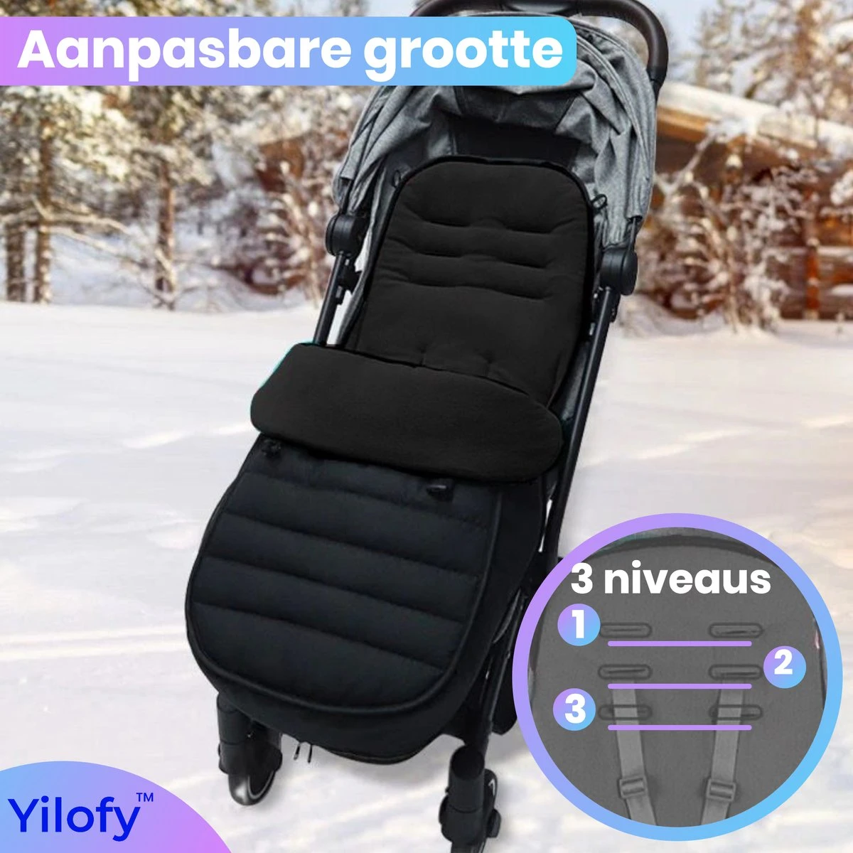 Yilofy Universele Luxe Voetenzak Babywagen & Autostoel Zwart Buggy Kinderwagen Voetzak 7 Yilofy Universele Luxe Voetenzak Babywagen & Autostoel Zwart Buggy Kinderwagen Voetzak - Afbeelding 5