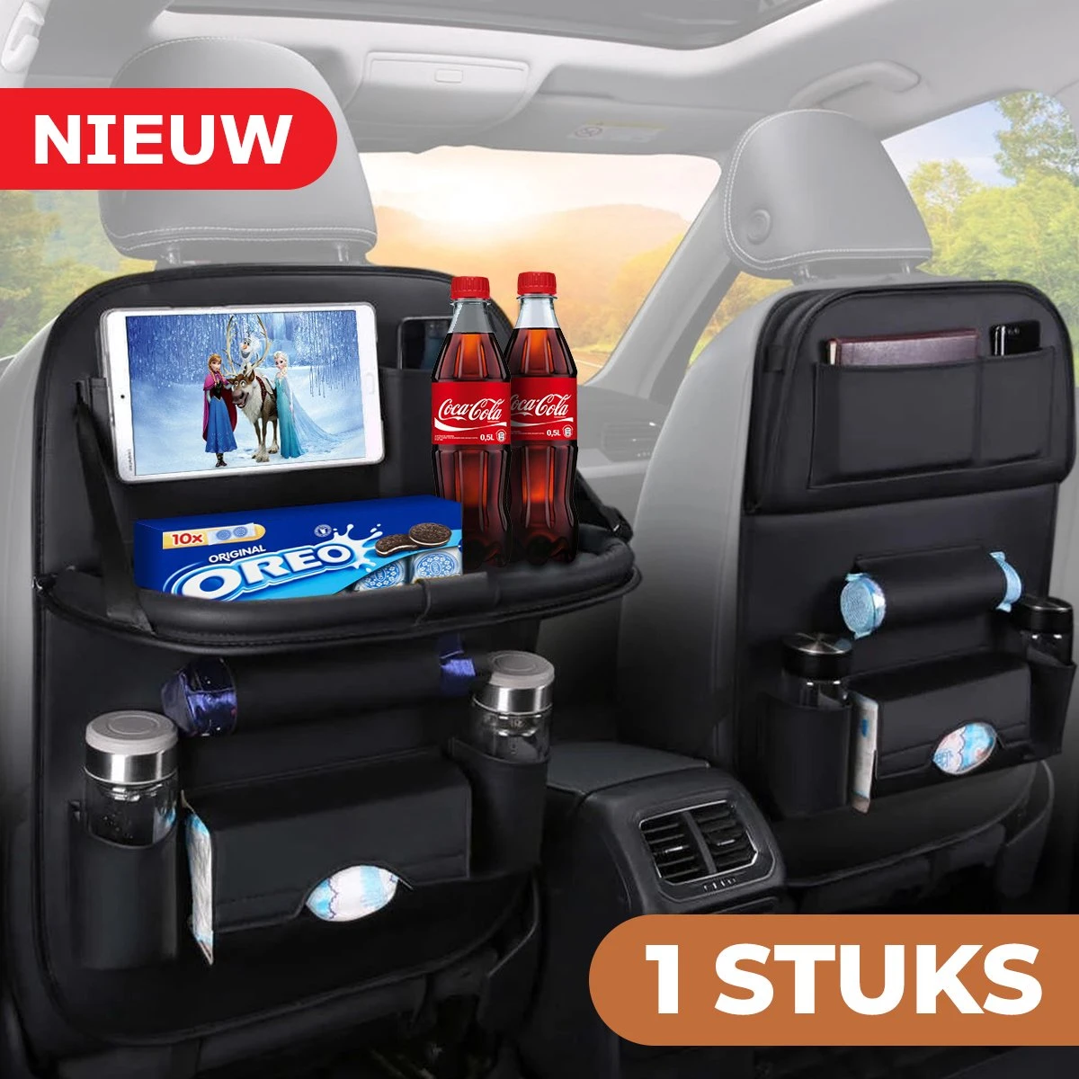 Bablue Autostoel Organizer - Zwart - 1 Stuks - Stevig PU Leer - Met Uitklapbare Tafel - Auto Organizer - Auto Accessories Interieur - Autostoel Organizer Tablet Houder - Autostoel Beschermer 3 Bablue Autostoel Organizer - Zwart - 1 Stuks - Stevig PU Leer - Met Uitklapbare Tafel - Auto Organizer - Auto Accessories Interieur - Autostoel Organizer Tablet Houder - Autostoel Beschermer