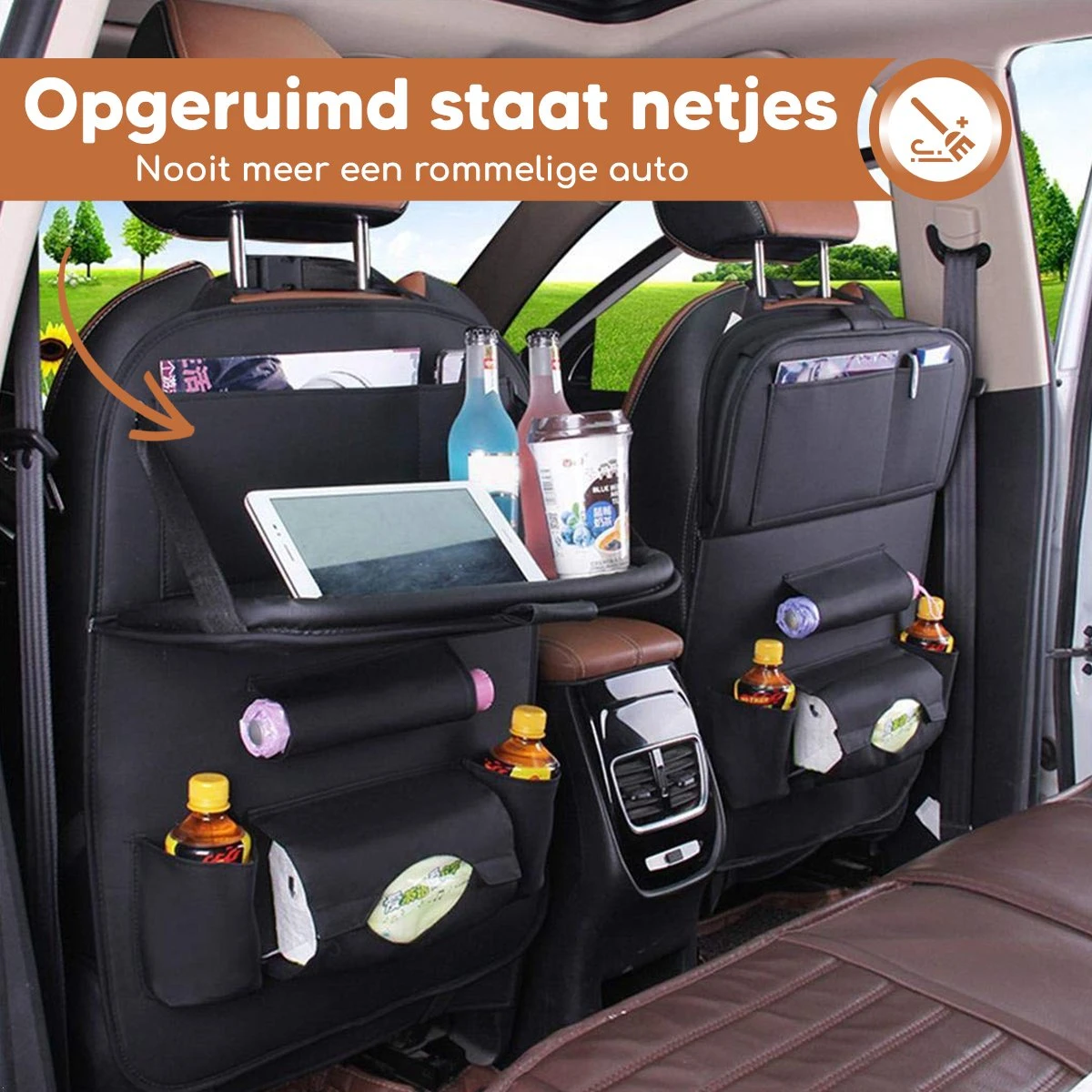Bablue Autostoel Organizer - Zwart - 1 Stuks - Stevig PU Leer - Met Uitklapbare Tafel - Auto Organizer - Auto Accessories Interieur - Autostoel Organizer Tablet Houder - Autostoel Beschermer 7 Bablue Autostoel Organizer - Zwart - 1 Stuks - Stevig PU Leer - Met Uitklapbare Tafel - Auto Organizer - Auto Accessories Interieur - Autostoel Organizer Tablet Houder - Autostoel Beschermer - Afbeelding 5