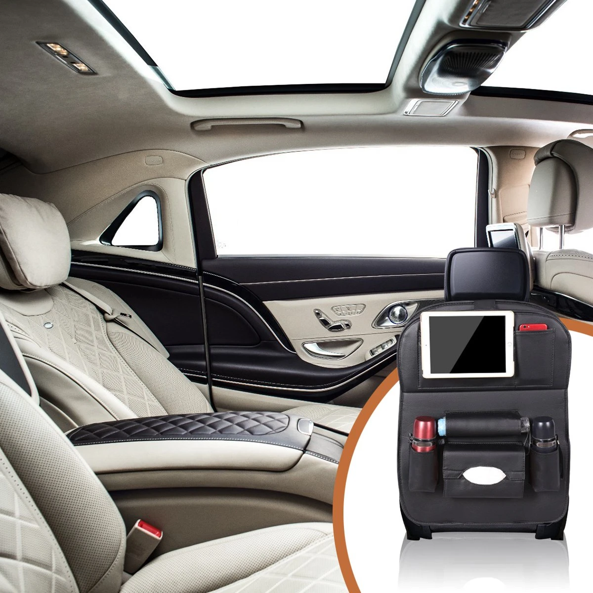 Bablue Autostoel Organizer - Zwart - 1 Stuks - Stevig PU Leer - Met Uitklapbare Tafel - Auto Organizer - Auto Accessories Interieur - Autostoel Organizer Tablet Houder - Autostoel Beschermer 9 Bablue Autostoel Organizer - Zwart - 1 Stuks - Stevig PU Leer - Met Uitklapbare Tafel - Auto Organizer - Auto Accessories Interieur - Autostoel Organizer Tablet Houder - Autostoel Beschermer - Afbeelding 7