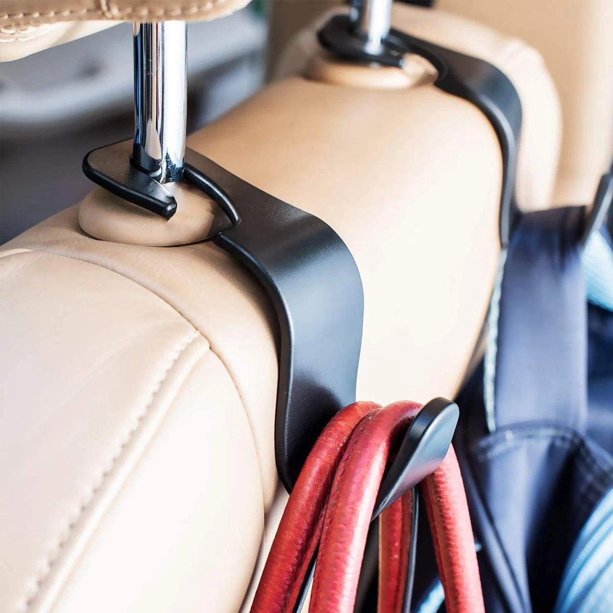 Merkloos Auto Kapstok - Opberghaak - Tashouder - Zwart - 4 Stuks 6 Merkloos Auto Kapstok - Opberghaak - Tashouder - Zwart - 4 Stuks - Afbeelding 4