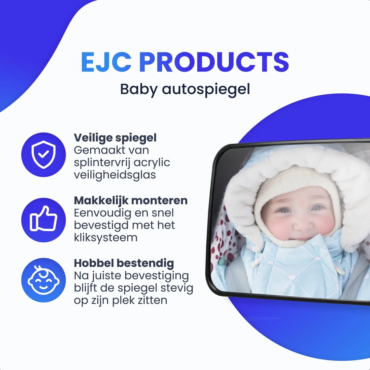 Autospiegel Baby - Achteruitkijkspiegel - Eenvoudig Monteren - Hoofdsteun Achterbank - EJC Products 8 Autospiegel Baby - Achteruitkijkspiegel - Eenvoudig Monteren - Hoofdsteun Achterbank - EJC Products - Afbeelding 6