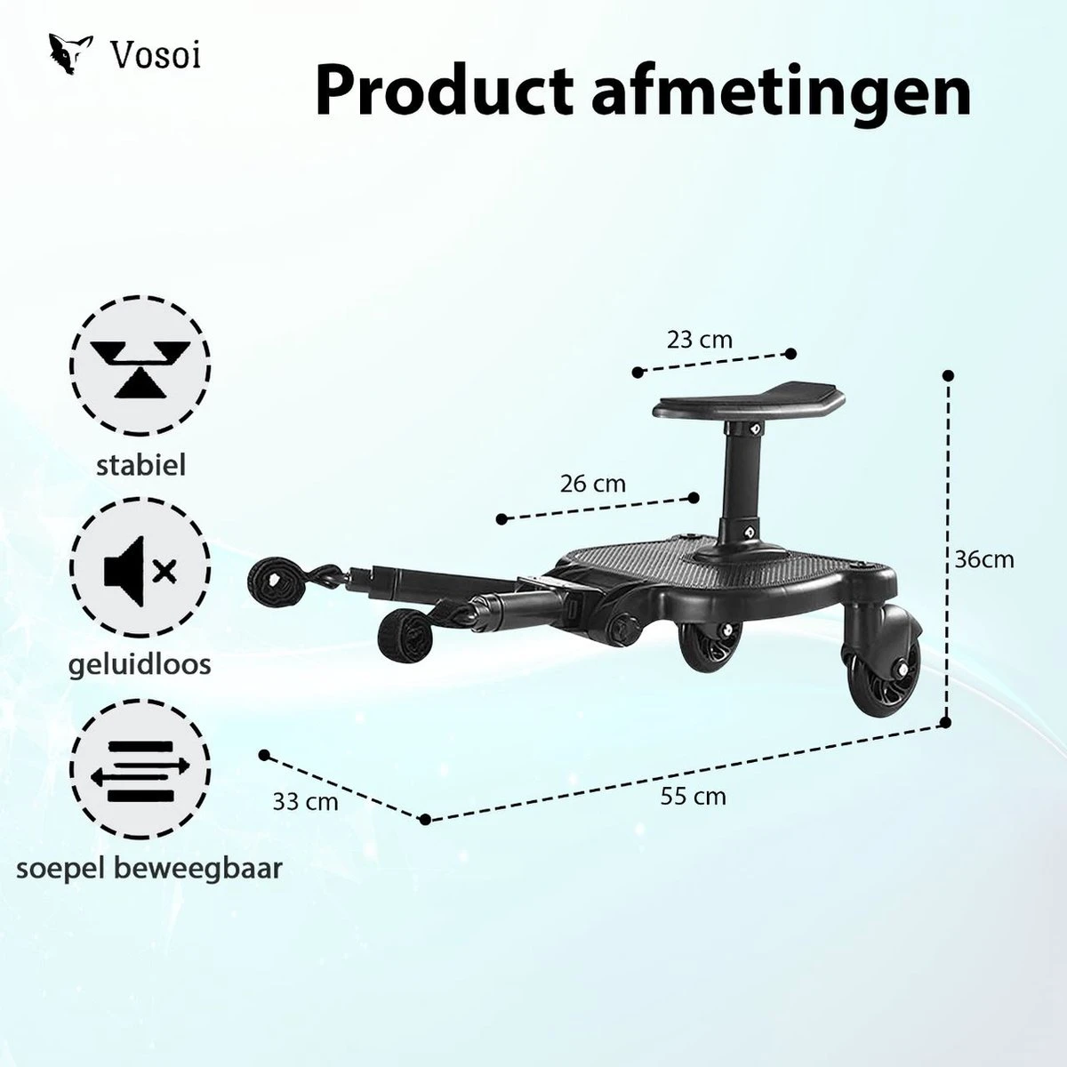 Vosoi - Meerijdplankje - Kinderwagen - Buggy's - Onderweg - Universeel - Verstelbaar - Zitje - Onderweg - 2 Wielen - Kinderwagen Accessoires 7 Vosoi - Meerijdplankje - Kinderwagen - Buggy's - Onderweg - Universeel - Verstelbaar - Zitje - Onderweg - 2 Wielen - Kinderwagen Accessoires - Afbeelding 5