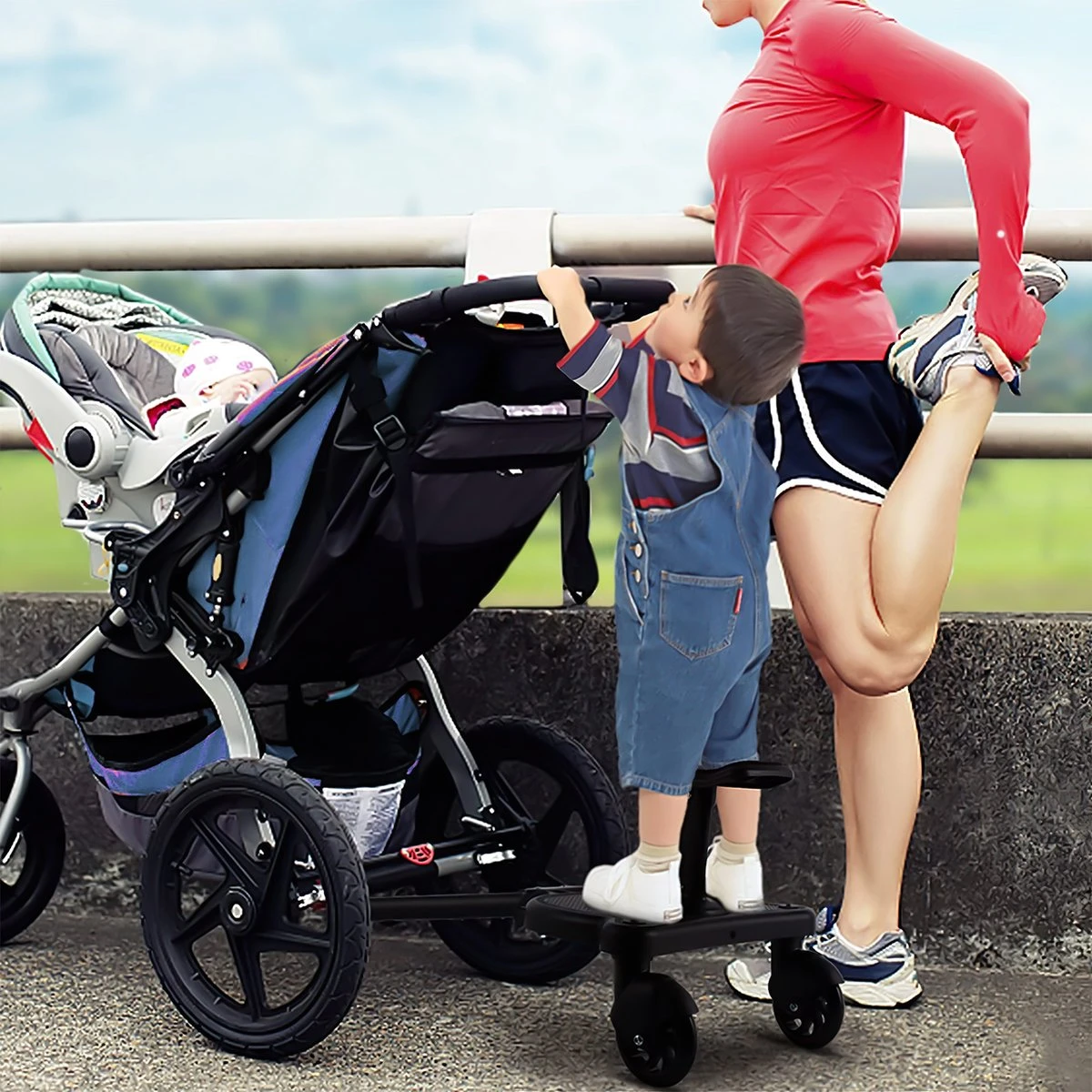 MESC Meerijdplankje Universeel Voor Buggy En Kinderwagen - Meerijdplankje Met Zitje 4 MESC Meerijdplankje Universeel Voor Buggy En Kinderwagen - Meerijdplankje Met Zitje - Afbeelding 2