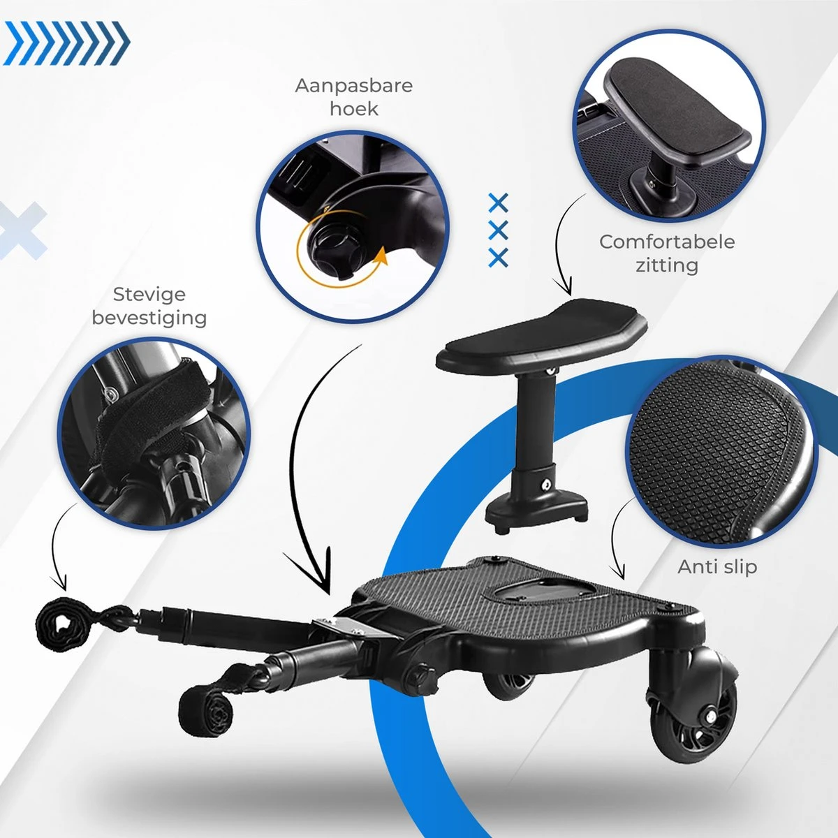 MESC Meerijdplankje Universeel Voor Buggy En Kinderwagen - Meerijdplankje Met Zitje 10 MESC Meerijdplankje Universeel Voor Buggy En Kinderwagen - Meerijdplankje Met Zitje - Afbeelding 8