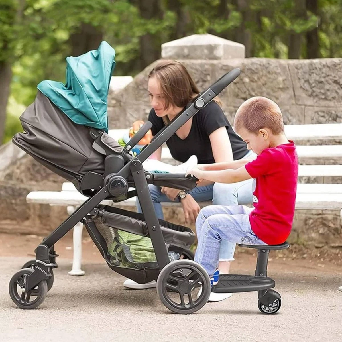 Merkloos Happyment® Universeel Meerijdplankje - Met Zitting - Voor Kinderwagen - Buggyboard - Zwart 5 Merkloos Happyment® Universeel Meerijdplankje - Met Zitting - Voor Kinderwagen - Buggyboard - Zwart - Afbeelding 3