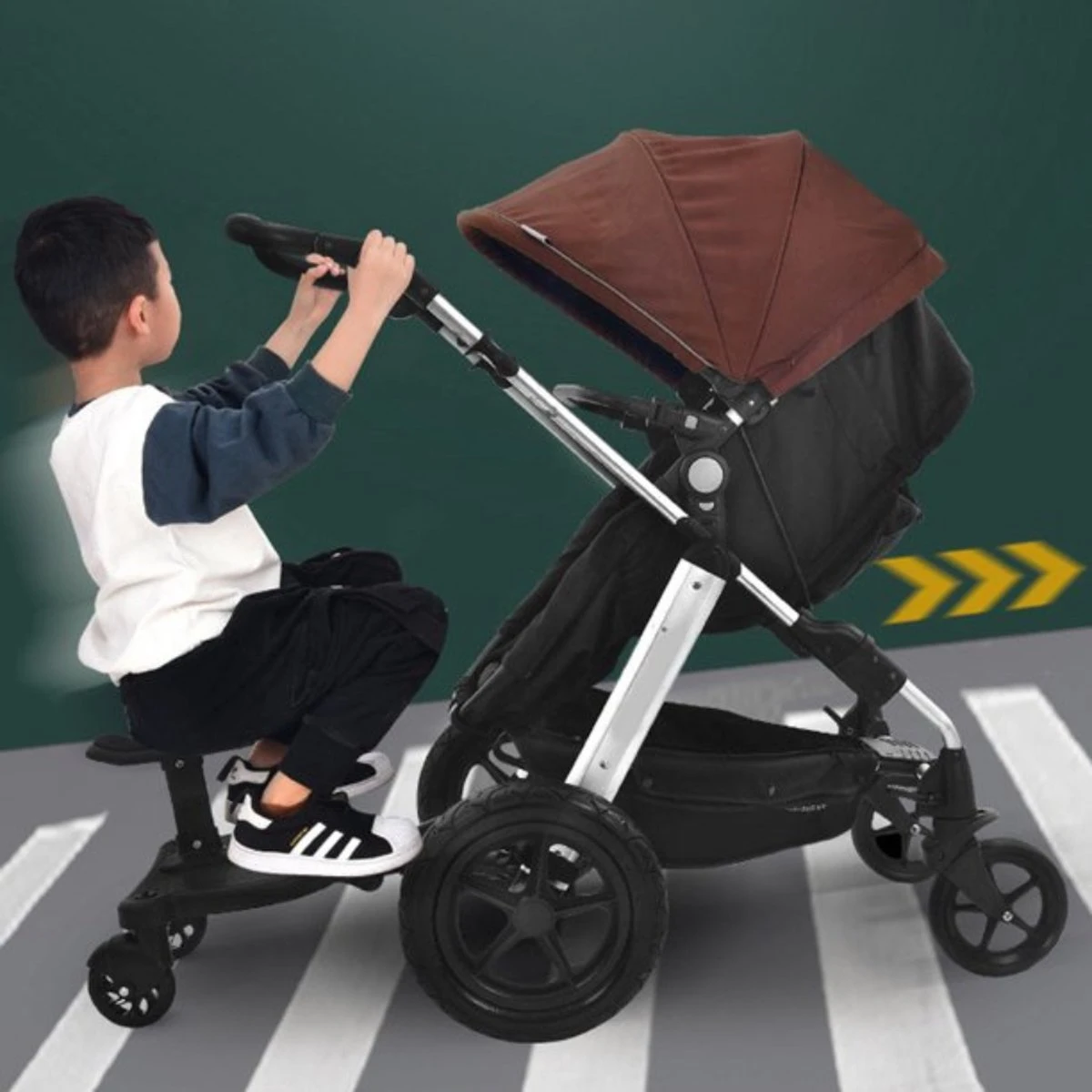 Merkloos Kinderwagen/Buggy Meerijdplankje - Kant & Klaar - In Elkaar Gezet - Universeel – Met Zitje – Verstelbaar – Zwart 4 Merkloos Kinderwagen/Buggy Meerijdplankje - Kant & Klaar - In Elkaar Gezet - Universeel – Met Zitje – Verstelbaar – Zwart - Afbeelding 2