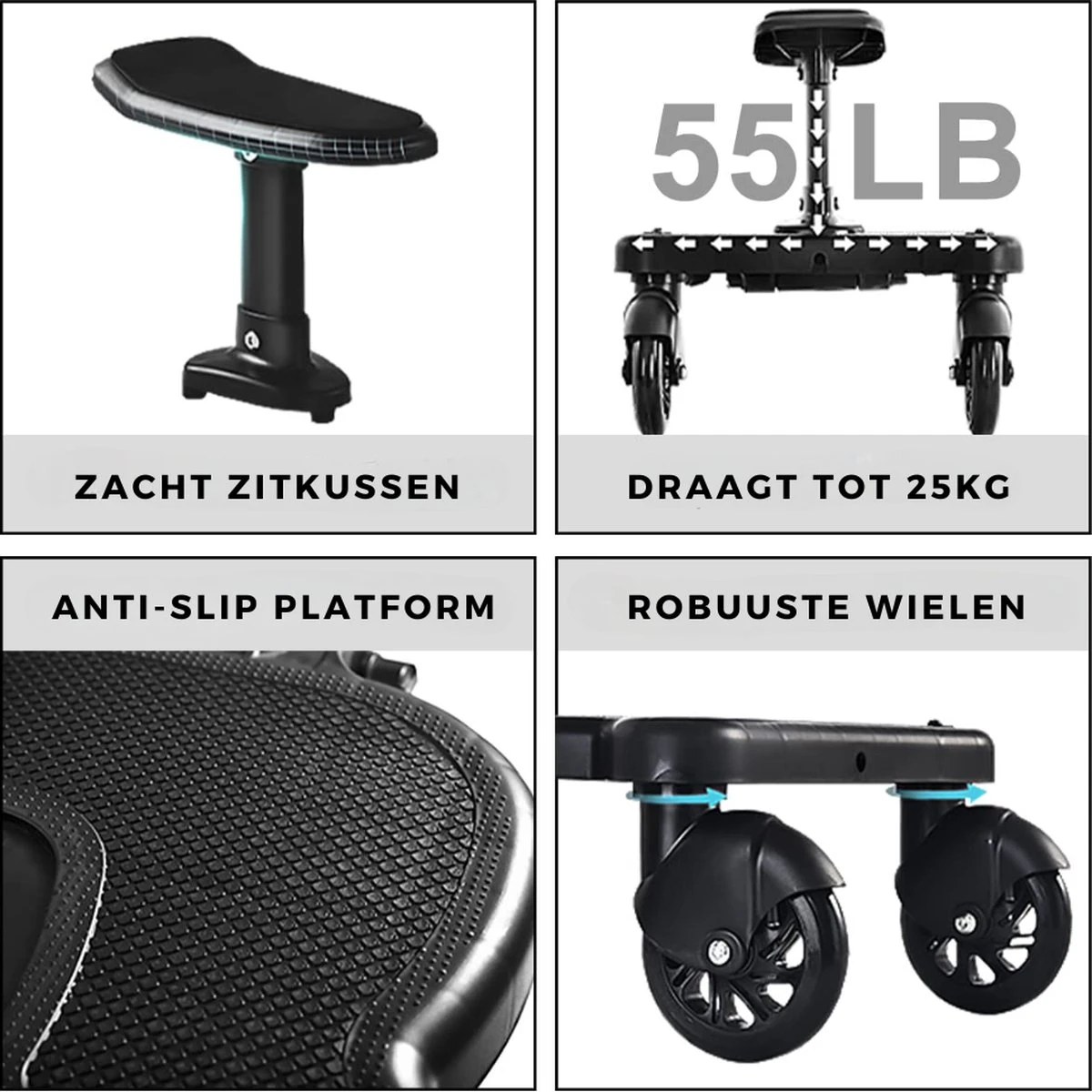 Merkloos Kinderwagen/Buggy Meerijdplankje - Kant & Klaar - In Elkaar Gezet - Universeel – Met Zitje – Verstelbaar – Zwart 7 Merkloos Kinderwagen/Buggy Meerijdplankje - Kant & Klaar - In Elkaar Gezet - Universeel – Met Zitje – Verstelbaar – Zwart - Afbeelding 5