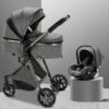 Merkloos Kinderwagen 3-in-1 – Luxe Kinderwagen - Buggy – Wandelwagen - Multifunctioneel – Opklapbaar – Incl Autostoel – Donkergrijs -Babyproducten 1200x1200 866