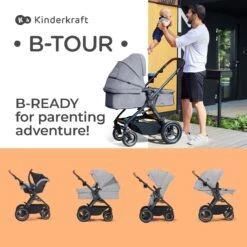 Kinderkraft B-Tour Ash Grey 3-in-1 Combi Kinderwagen Incl. Autostoel KSBTOU00DGR3000 -Babyproducten 1200x1200 916