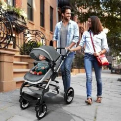 KIDUKU- 3 In 1 Combi-kinderwagen- Grijs/zilver- Buggy Incl. Autostoeltje-regenhoes- Inklapbaar -Babyproducten 1200x1200 924