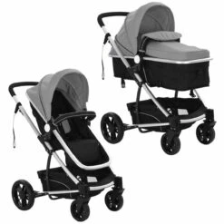 VidaXL Kinderwagen 2-in-1 Aluminium Grijs En Zwart -Babyproducten 1200x1200 945
