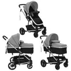 VidaXL Kinderwagen 2-in-1 Aluminium Grijs En Zwart -Babyproducten 1200x1200 947