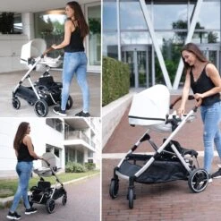 Deryan Evy Kinderwagen - Duo Kinderwagen - Uitbreidbaar - Inclusief Reiswieg - Creme -Babyproducten 1200x1200 967