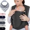 Makimaja Baby Sling - Donkergrijs - Hoge Kwaliteit 100% Natuurlijk Katoen Baby Sling - Baby Sling Pasgeborenen En Baby's Tot 15 Kg - Plus Inclusief: Baby Slabbetje -Babyproducten 1200x1200 992