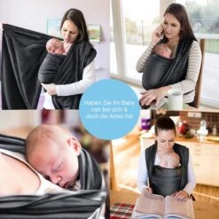 Makimaja Baby Sling - Donkergrijs - Hoge Kwaliteit 100% Natuurlijk Katoen Baby Sling - Baby Sling Pasgeborenen En Baby's Tot 15 Kg - Plus Inclusief: Baby Slabbetje -Babyproducten 1200x1200 994
