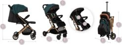 MoMi Wandelwagen - Compacte Lichtgewicht Buggy - Estelle - Green-Gold (geschikt Van 6mnd - 15kg) -Babyproducten 1200x443