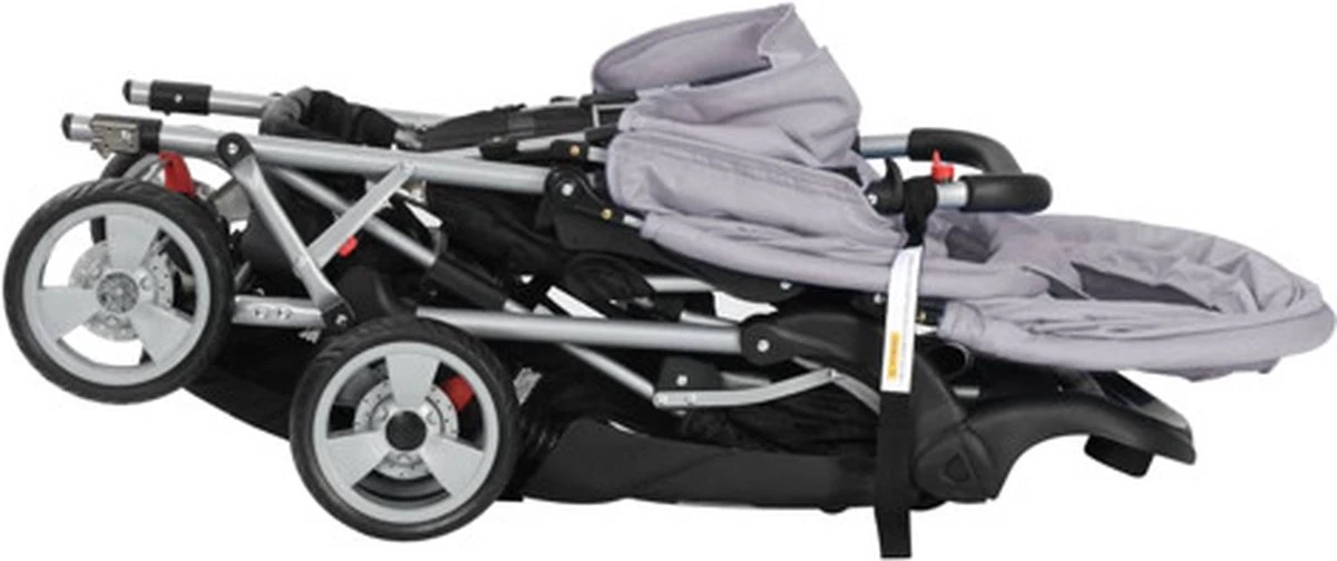 VidaXL Kinderwagen Dubbel Staal Grijs En Zwart 9 VidaXL Kinderwagen Dubbel Staal Grijs En Zwart - Afbeelding 7