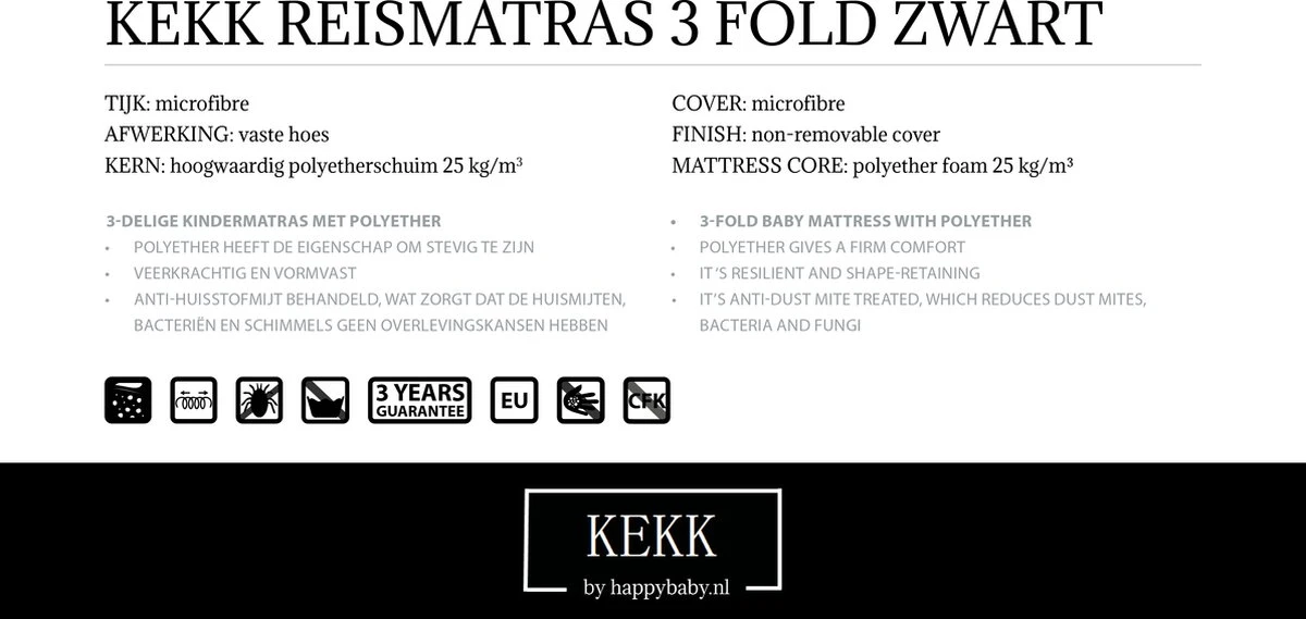 Kekk Campingbedmatras Matras Voor Campingbedje Opvouwbaar 60 X 120 Cm Zwart In Draagtas 4 Kekk Campingbedmatras Matras Voor Campingbedje Opvouwbaar 60 X 120 Cm Zwart In Draagtas - Afbeelding 2