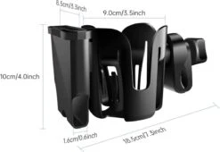 BOTC 2 In 1 Bekerhouders & Telefoonhouder - Cup Organizer Voor Kinderwagen, Fiets, Rolstoel, Walker - Zwart -Babyproducten 1200x828 2