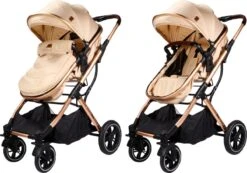 Ding Juna Kinderwagen 3 In 1 - Beige/Rose - Combi Kinderwagen Incl. Autostoel -Babyproducten 1200x840