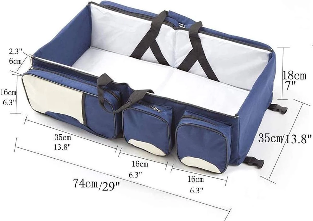 Merkloos Decopatent® Baby Bed - Luiertas - Reisbedje Voor Baby’s En Kleuters - Opvouwbare Reiswieg - Reisbed Met Matras - Reistas - Blauw 8 Merkloos Decopatent® Baby Bed - Luiertas - Reisbedje Voor Baby’s En Kleuters - Opvouwbare Reiswieg - Reisbed Met Matras - Reistas - Blauw - Afbeelding 6