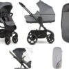 Easywalker Harvey 3 / Harvey³ Voordeelset Bestaande Uit Kinderwagen, Reiswieg, Voetenzak, Regenhoes Voor Zitting En Reiswieg, Hoes Voor De Reiswiegmatras - Kleur Fossil Grey -Babyproducten 1200x867 1