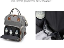 Humpy Dumpy Stijlvolle Luiertas Rugzak (Grijs) Met Uitschuifbaar Verschoon/ Slaap Bedje. Incl. Verschoon Matje, USB Poort & Buggy Straps -Babyproducten 1200x890 2