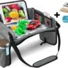 Premium Reistafel Voor Kinderen - Inclusief Tablethouder + Gratis Draagtas En Potloden - Auto Organizer - Playtray - Opvouwbaar - Speeltafel Auto - Tekentafel Auto - Grijs -Babyproducten 1200x912
