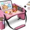 Premium Reistafel Voor Kinderen - Inclusief Tablethouder + Gratis Draagtas En Potloden - Auto Organizer - Playtray - Opvouwbaar - Speeltafel Auto - Tekentafel Auto - Roze -Babyproducten 1200x913