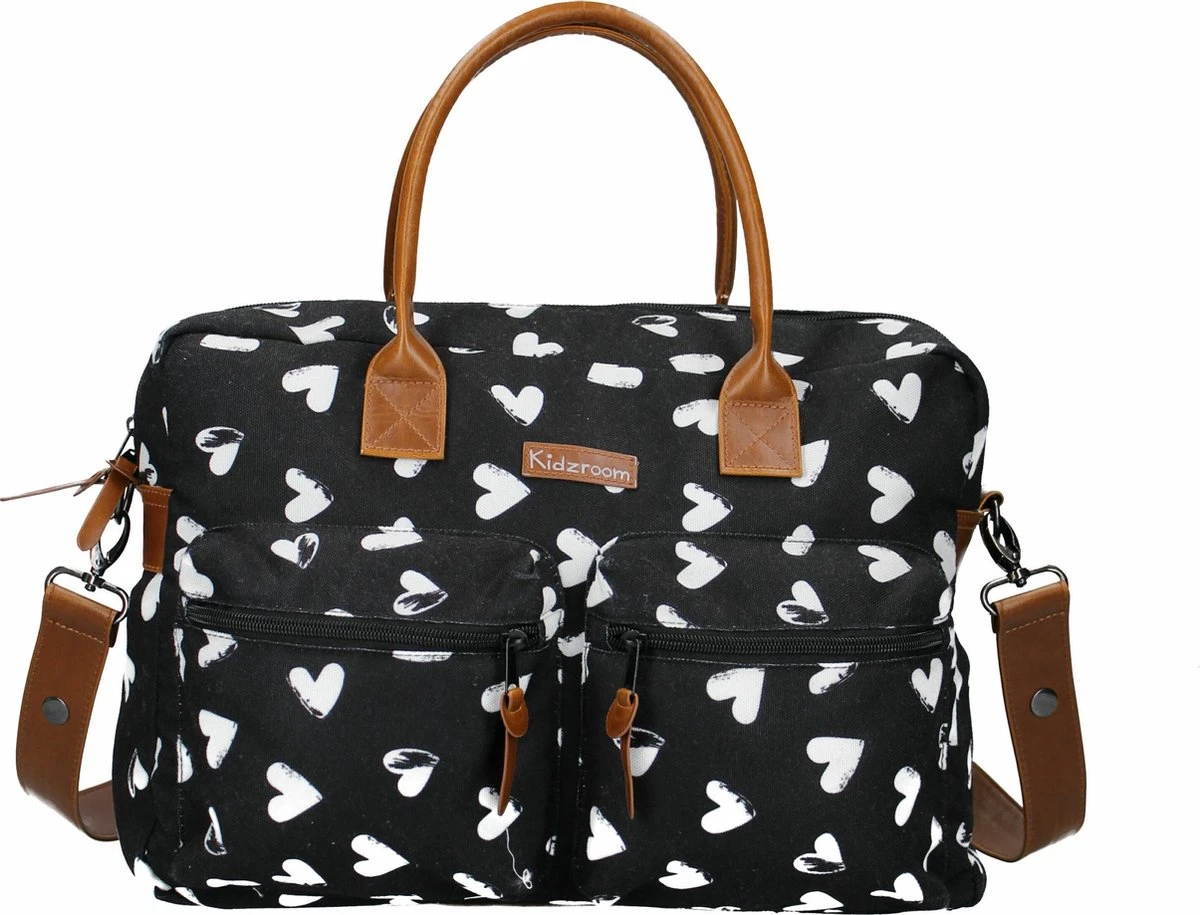 Kidzroom Black And White Luiertas - Zwart - Ophanglussen Kinderwagen - Verschoonmatje - Verstelbare Schouderband 3 Kidzroom Black And White Luiertas - Zwart - Ophanglussen Kinderwagen - Verschoonmatje - Verstelbare Schouderband