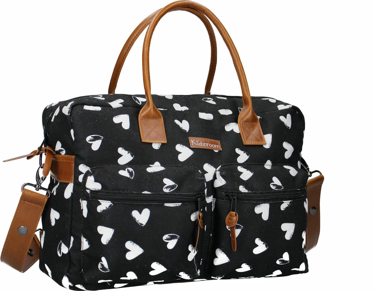 Kidzroom Black And White Luiertas - Zwart - Ophanglussen Kinderwagen - Verschoonmatje - Verstelbare Schouderband 15 Kidzroom Black And White Luiertas - Zwart - Ophanglussen Kinderwagen - Verschoonmatje - Verstelbare Schouderband - Afbeelding 13