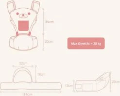 Baby Draagzak - Buik/Rug Babydrager Met Zacht Zitje (0-36 Maanden) - Bruine Beer -Babyproducten 1200x961 4