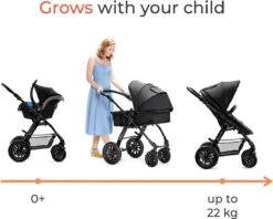Kinderkraft Moov 3 In 1 Kinderwagen - Inclusief Autostoel - Black -Babyproducten 1200x962 1