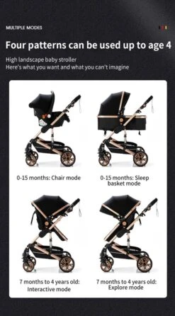 Luxe Kinderwagen 3 In 1 - Wandelwagen - Kinderwagen 3-in-1 Incl Autostoel - Kinderwagen Maxi Cosi – Buggy 3 In 1 - Newborn - Grijs -Babyproducten 664x1200