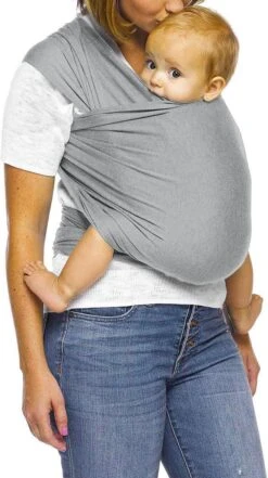 Ergonomische Rekbare Baby Draagdoek Van Katoen Om Te Knopen -Licht Grijs - Babywrap - Draagdoeken - Babydrager - Buikdrager – Rugdrager – Heupdrager - Baby Sling – Baby Carrier – Draagzak - Baby Wrap Sling - Draagdoek – Handleiding - Gratis Slabbetje -Babyproducten 672x1200 1