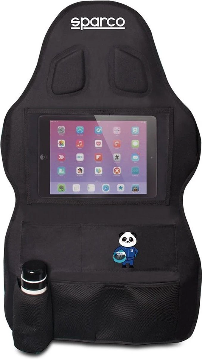 Sparco Autostoel Organizer Met Tablet Vak Of TV Scherm - Zwart 4 Sparco Autostoel Organizer Met Tablet Vak Of TV Scherm - Zwart - Afbeelding 2