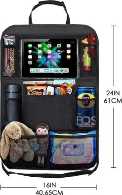 Merkloos Autostoel Organizer – Met Tablethouder – Stevig - Universeel – Zwart -Babyproducten 751x1200