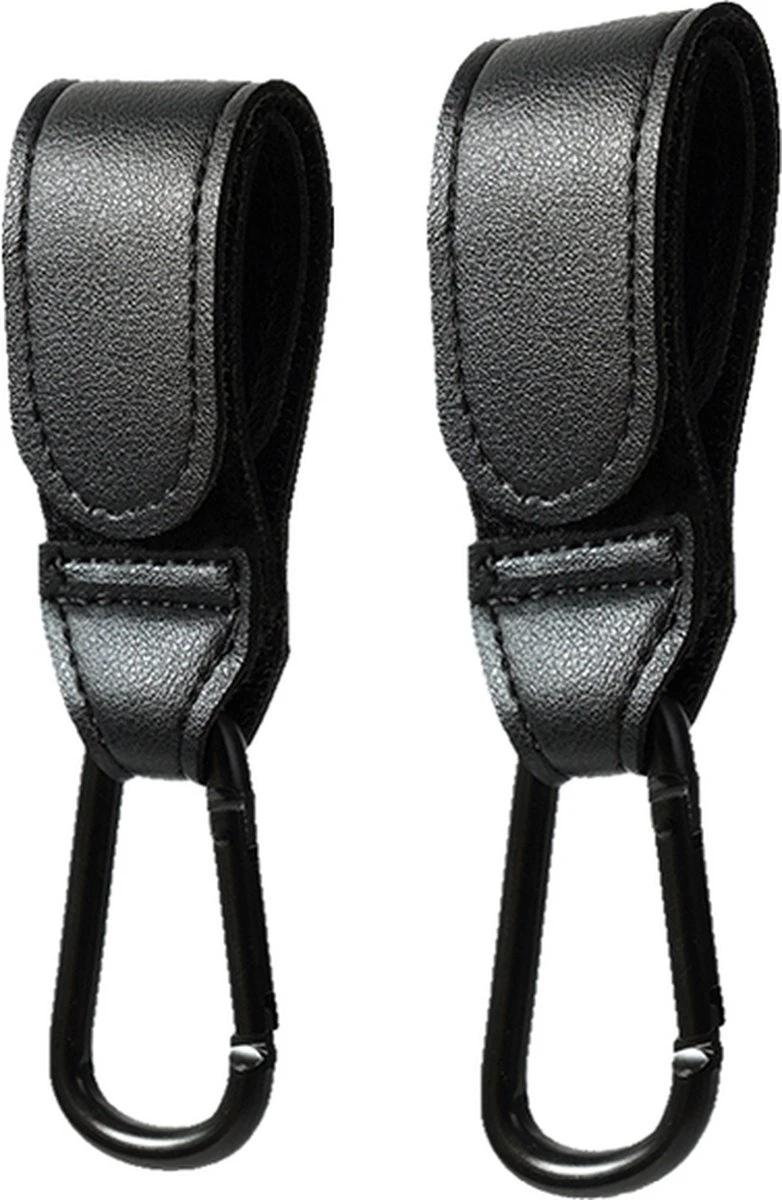 Merkloos Kinderwagen Haak Set Van 2 PU Leer Zwart -Verstelbare Buggy Haak - Luiertas Hangers Met Klittenband 3 Merkloos Kinderwagen Haak Set Van 2 PU Leer Zwart -Verstelbare Buggy Haak - Luiertas Hangers Met Klittenband