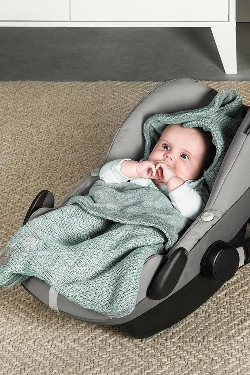 Jollein Voetenzak Voor Autostoel & Kinderwagen - River Knit - Ash Green 5 Jollein Voetenzak Voor Autostoel & Kinderwagen - River Knit - Ash Green - Afbeelding 3