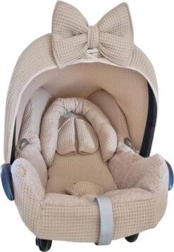 Wazzhappening - Maxi Cosi Hoes Set Bobbie - Karamel - Wafel - Badstof - Autostoelhoes