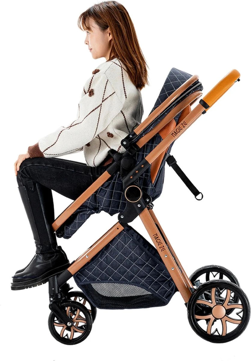 Merkloos Kinderwagen 3-in-1 – Luxe Kinderwagen - Buggy – Wandelwagen - Multifunctioneel – Opklapbaar – Incl Autostoel – Blauw 7 Merkloos Kinderwagen 3-in-1 – Luxe Kinderwagen - Buggy – Wandelwagen - Multifunctioneel – Opklapbaar – Incl Autostoel – Blauw - Afbeelding 5