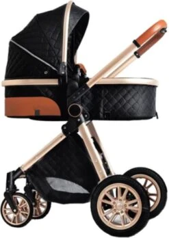 Merkloos Kinderwagen 3-in-1 – Luxe Kinderwagen - Buggy – Wandelwagen - Multifunctioneel – Opklapbaar – Incl. Autostoel – Zwart -Babyproducten 852x1200