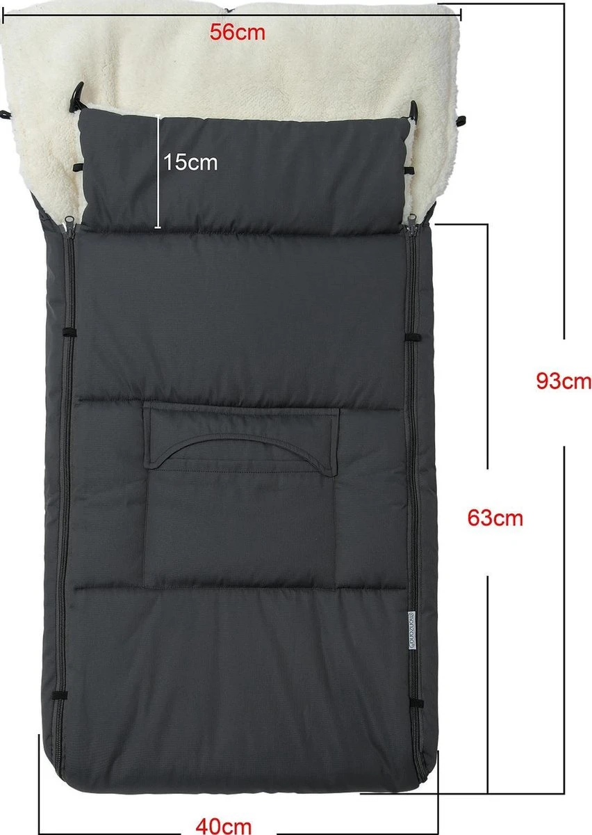 Monzana Voetenzak - Voor Kinderwagen Of Stoeltje - 93x56cm Grijs 4 Monzana Voetenzak - Voor Kinderwagen Of Stoeltje - 93x56cm Grijs - Afbeelding 2