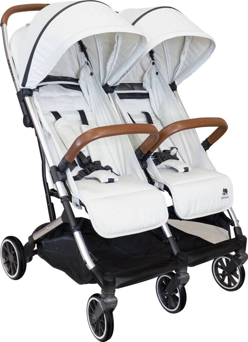 Deryan Luxe Rolo X2 Dubbele Buggy - Duo Buggy - Creme 3 Deryan Luxe Rolo X2 Dubbele Buggy - Duo Buggy - Creme