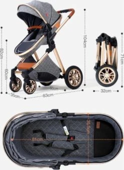 Merkloos Kinderwagen 3-in-1 – Luxe Kinderwagen - Buggy – Wandelwagen - Multifunctioneel – Opklapbaar – Incl. Autostoel – Zwart -Babyproducten 877x1200 2