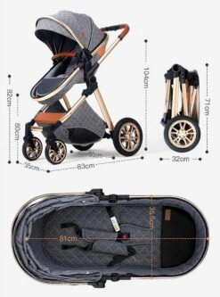 Merkloos Kinderwagen | 3 In 1 Kinderwagen | Luxe Baby Buggy 3 In 1 | Baby Wagen | Kinderwagen Met Autostoel En Wieg | Hoge Kwaliteit | Grijs | Buggy | Kinderwagen 3 In 1 | -Babyproducten 890x1200 5