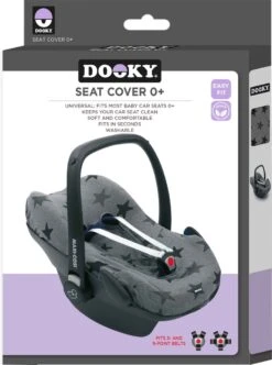Dooky Seat Cover 0+ Autostoel Hoes - Grey Star -Babyproducten 893x1200